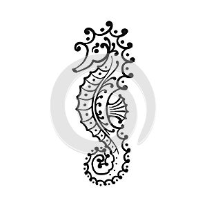 Seahorse silhouette, sketch for your design