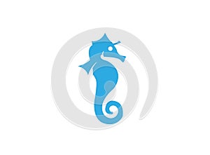 Seahorse a small marine fish with segmented bony armor logo