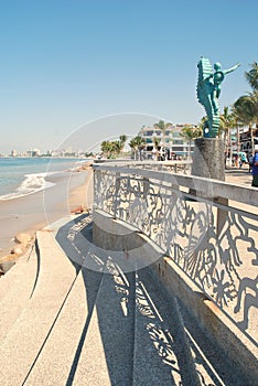 Seahorse statute on MalecÃÂ³n in Puerto Vallarta photo