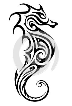 Seahorse tattoo in tribal style