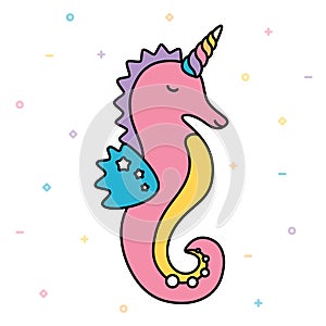 Seahorse unicorn pastel colorful cute creature