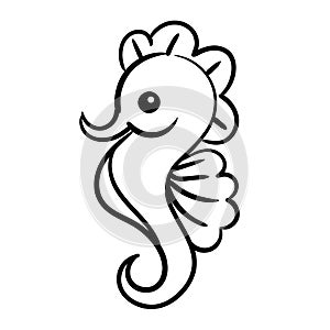 seahorse, vector illustration isolated on white background. Sea horse Cute cartoon Icon.