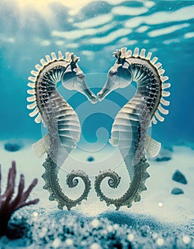 Seahorses facing each other making a heart shape