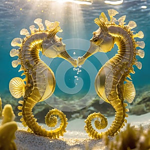 Seahorses facing each other making a heart shape