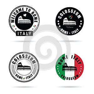 Seal of colosseum rome in italy set illustration