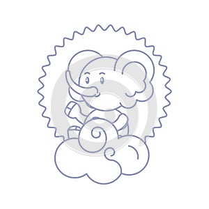 seal with cute elephant baby animal and cloud