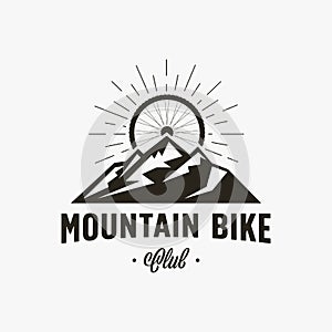 Seal emblem badge sun of mountain bike logo design