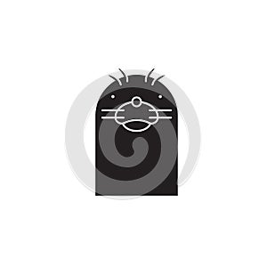 Seal head black vector concept icon. Seal head flat illustration, sign