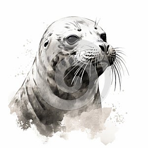 Seal Head Portrait In Watercolor: Orton Effect, Zbrush, Expressionism