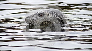 Seal peeking out of the water to look around