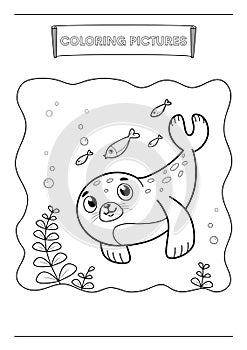 seal in the sea (coloring picture for kid)