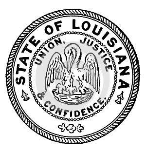 The seal of the state of Louisiana, vintage illustration photo