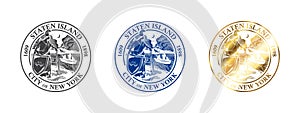 Seal of Staten Island. Badges of Staten Island. Boroughs of New York City. Vector illustration