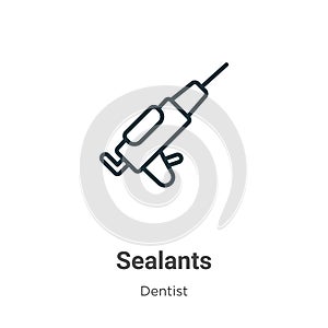Sealants outline vector icon. Thin line black sealants icon, flat vector simple element illustration from editable dentist concept