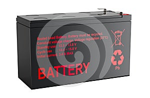 Sealed Lead Acid Battery, 3D rendering photo