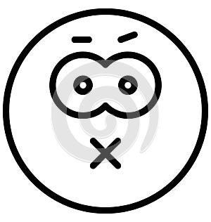 sealed lips, horror face Vector Isolated Icon which can easily modify or edit