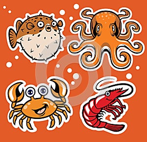 Sealife cartoon character pack