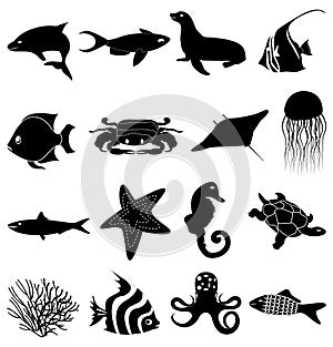 Sealife icons set photo