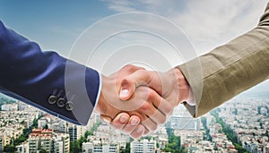Sealing the Deal: Handshake of Two Businessmen in Negotiations