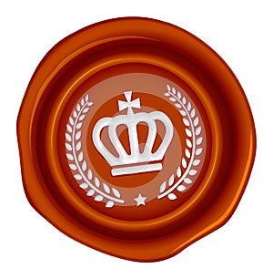 Sealing wax stamp vector illustration  crown emblem mark