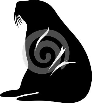 sealion Black Silhouette Generative Ai