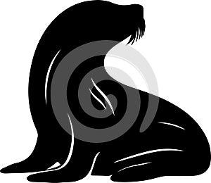 sealion Black Silhouette Generative Ai