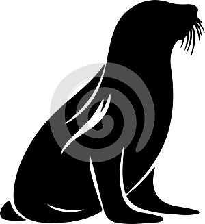 sealion Black Silhouette Generative Ai