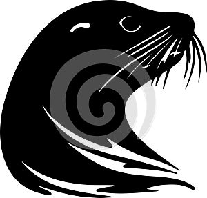 sealion Black Silhouette Generative Ai