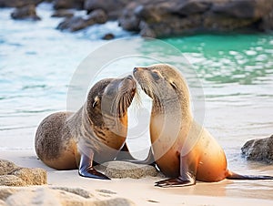 Sealion kiss