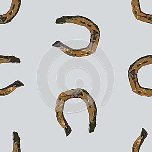 Sealmless background from watercolor drawings of old rusty horseshoes