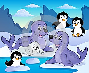 Seals and penguins theme image 1 photo