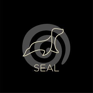 Seals sea lion animal line gold logo icon design vector illustration