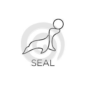 Seals sea lion animal play with the ball line logo icon design vector illustration