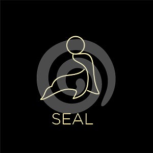 Seals sea lion animal play with the ball line logo icon design vector illustration
