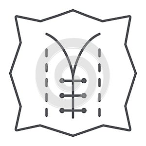 Seam thin line icon, dressmaking and sew, textile sign, vector graphics, a linear pattern on a white background.