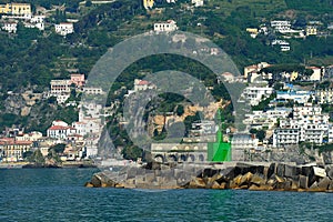 Seamark on entrance to the port of Salerno, Campania, Italy