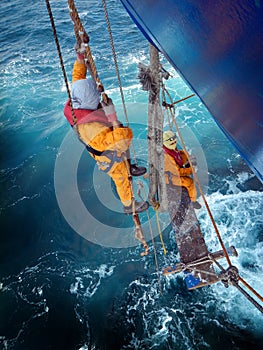 Seamen working on a stage