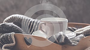 Seaming cup of coffee