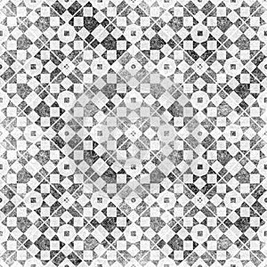 Seamlass black and white abstract Islamic pattern of a mosaic in Moroccan style.