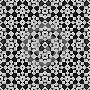 Seamlass black and white colorful Islamic pattern of a mosaic in Moroccan style.