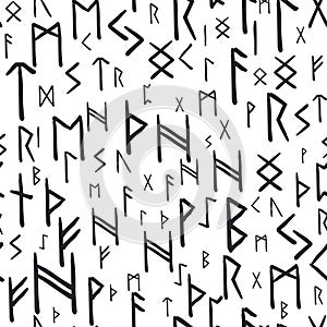 Seamleass background with ancient Norse runes