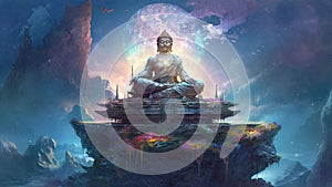 Seamleless Loop of Buddha in the Lotus Yoga Meditation Pose