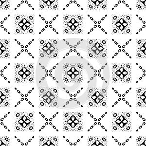 Seamles Black Pattern Design Repeated Geometric Elements Decorative Art Fabric Textile Uses On White Bsckground