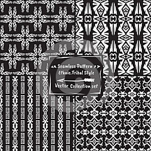 Seamles ethnic tribal vector pattern collection