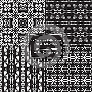 Seamles ethnic tribal vector pattern collection