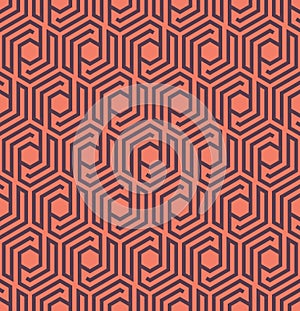 Seamles geometric pattern with lines and hexagons - vector eps8