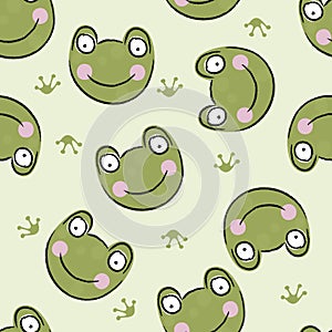 Seamles pattern with cute frog