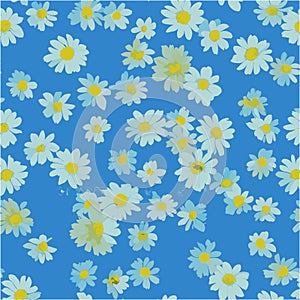 seamles pattern with daisy flower on blue background