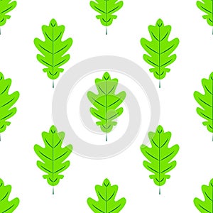 Seamles pattern. Flat Icon of oak leaf on white background.