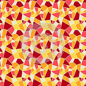 Seamles vitrage stained-glass pattern in hot colors of yellow,